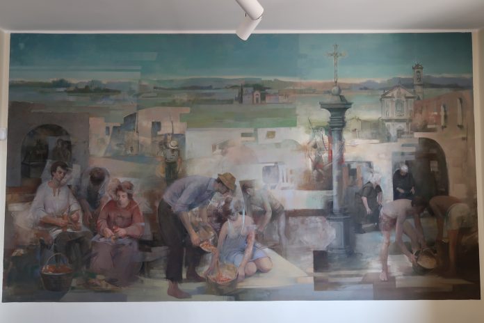 20190215_il_murale_aula_consiliare_di_Mario_Bogani_IMG_1366 "La vita agreste", acrilico su tela di Mario Bogani.