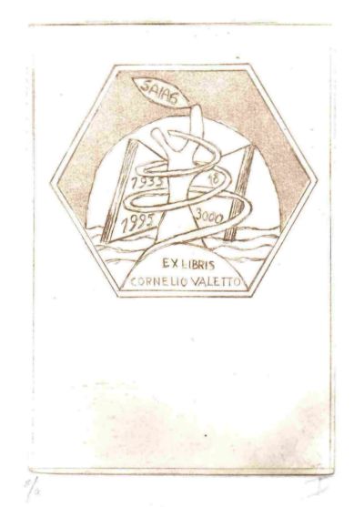 Ex libris di Ernesto Guffanti per Cornelio Valetto.