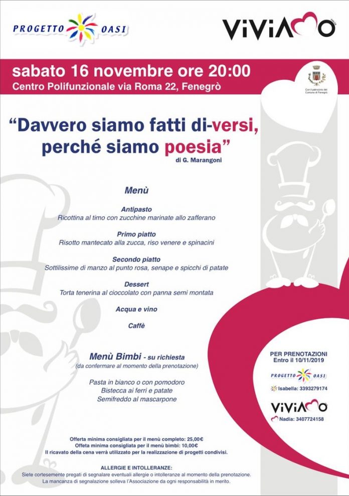 2019_11_16_cena_viviamo_oasi_onlus_p Locandina relativa alla cena di sabato 16 novembre 2019 a Fenegrò, inizio ore 20:00
