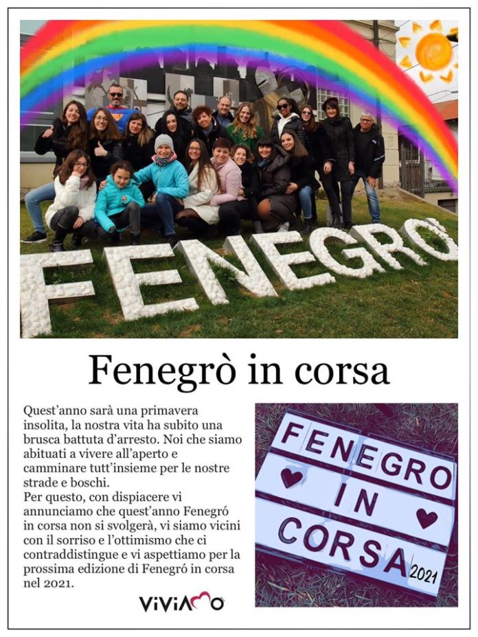 2020_04_29_fenegro_in_corsa "Fenegrò in corsa", collage di immagini e comunicato pubblico.