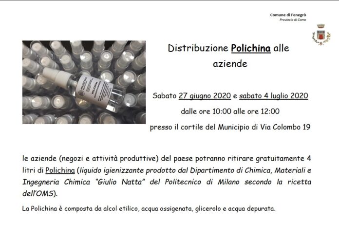 2020_06_27_Polichina_distribuzione Fenegrò, distribuzione gratuita di Polichina alle aziende.