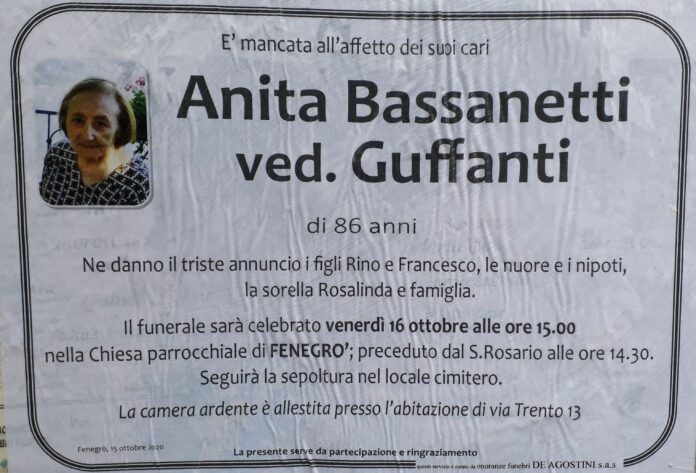 2020_10_15_Anita_Bassanetti Anita Bassanetti ci ha lasciati.