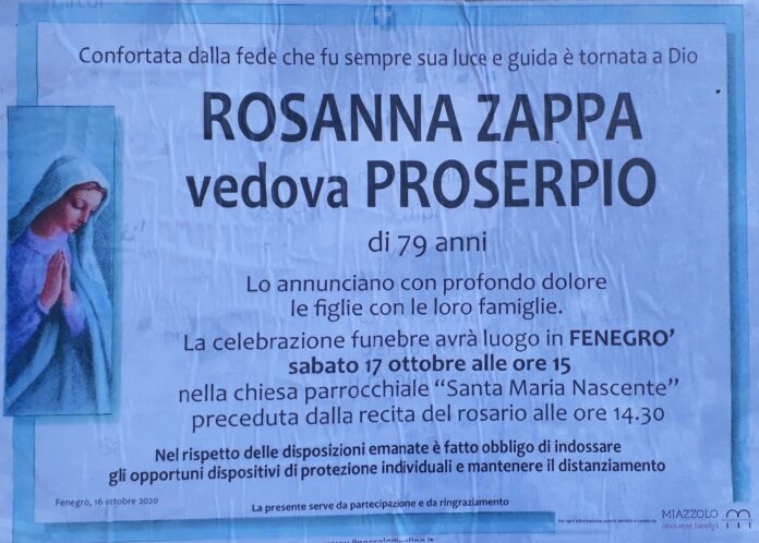 2020_10_16_Rosanna_Zappa Rosanna Zappa ci ha lasciati.