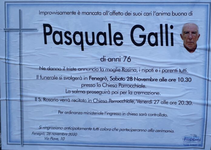 2020_11_30_Pasquale_Galli Pasquale Galli ci ha lasciati.