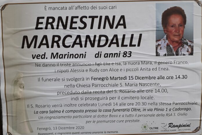 Ernestina Marcandalli ci ha lasciati.