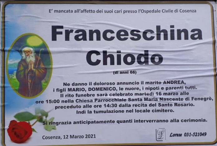2021_03_14_Franceschina_Chiodo Franceschina Chiodo ci ha lasciati