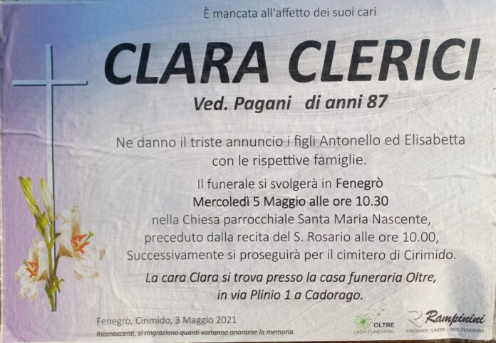 Clara Clerici ci ha lasciati