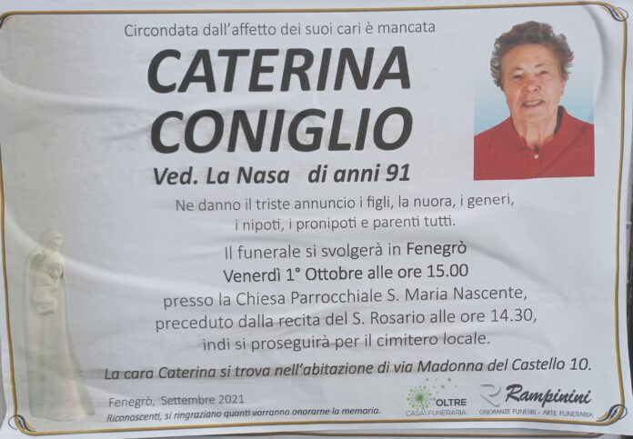 Coniglio_Caterina_2021_09_29 Caterina Coniglio ci ha lasciati.