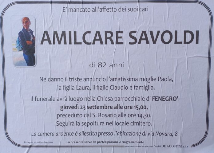 Savoldi_Amilcare_2021_09_23 Amilcare Savoldi ci ha lasciati.