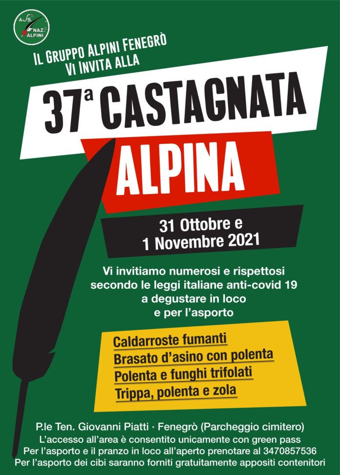 37_castagnata_alpini_2021_JPEG Fenegrò, 37a castagnata alpina. La locandina.
