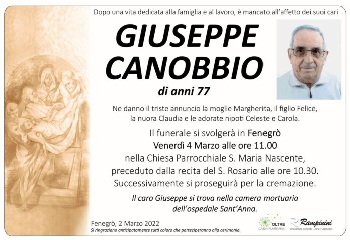 Giuseppe Canobbio ci ha lasciati.