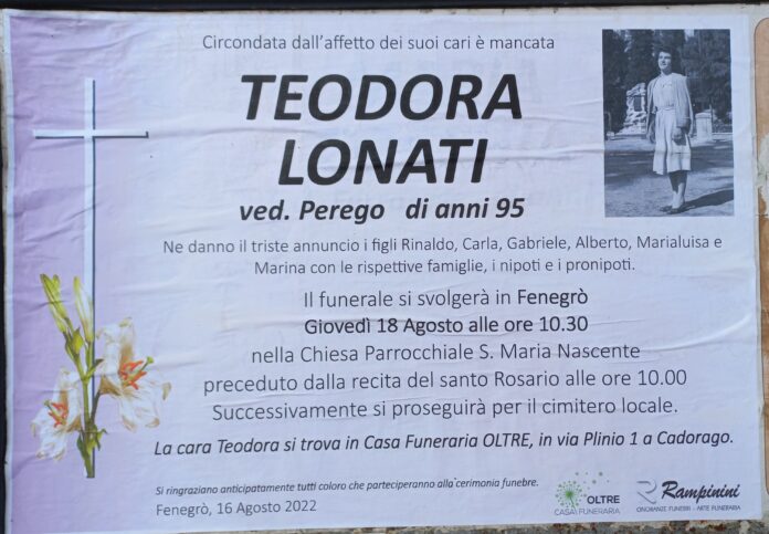 Teodora Lonati ci ha lasciati.