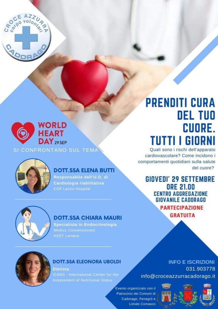 Prenditi cura del tuo cuore. Giovedì 29 settembre 2022 ore 21:00. Locandina.