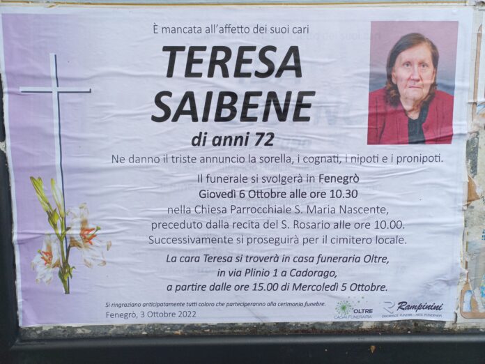 20221005_113752 Teresa Saibene ci ha lasciati.