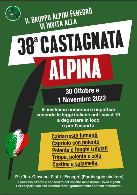 2022_10_20_Castagnata_Alpina 38a Castagnata alpina - Fenegrò - 30 ottobre e 1 novembre 2022. Locandina.