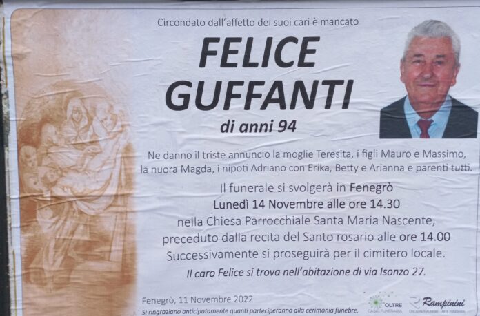 Felice Guffanti ci ha lasciati.