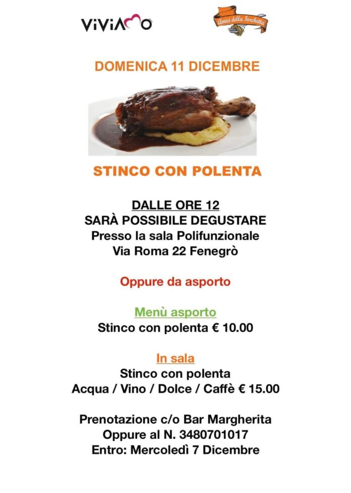 IMG-20221202-WA0002 Viviamo Onlus, stinco con polenta domenica 11 dicembre. Locandina.