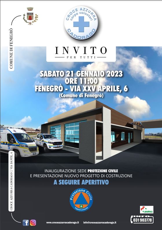 2023_01_Protezione_Civile Inaugurazione sede Protezione Civile a Fenegrò. Invito.