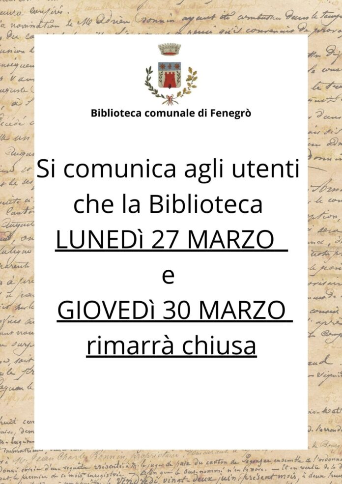 Comunicazione della Biblioteca.
