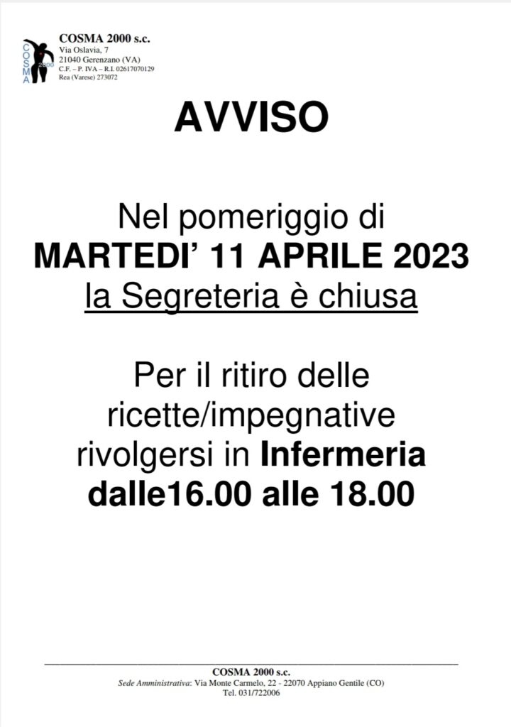 Cosma 2000 - Avviso