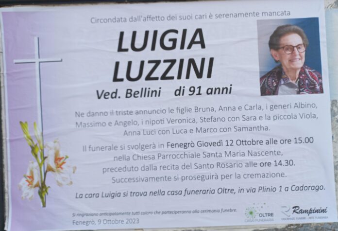 Luigia Luzzini ci ha lasciati.
