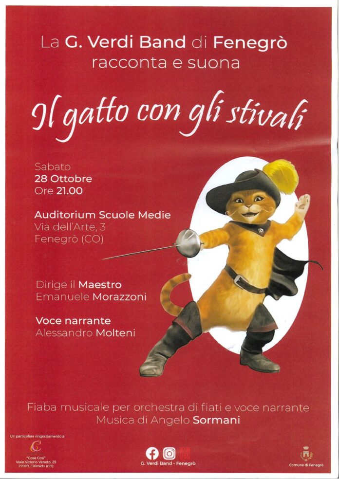 2023_10_27_Il_Gatto_con_gli_Stivali La G. Verdi Band racconta e suona "Il Gatto con gli Stivali" - locandina