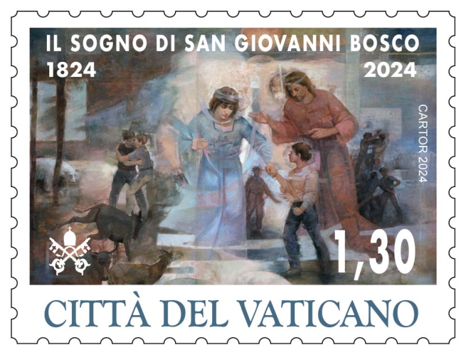 2024_02_24_Il_sogno_di_San_Giovanni_Bosco Il Sogno di San Giovanni Bosco - il Francobollo riproduce un dipinto di Mario Bogani