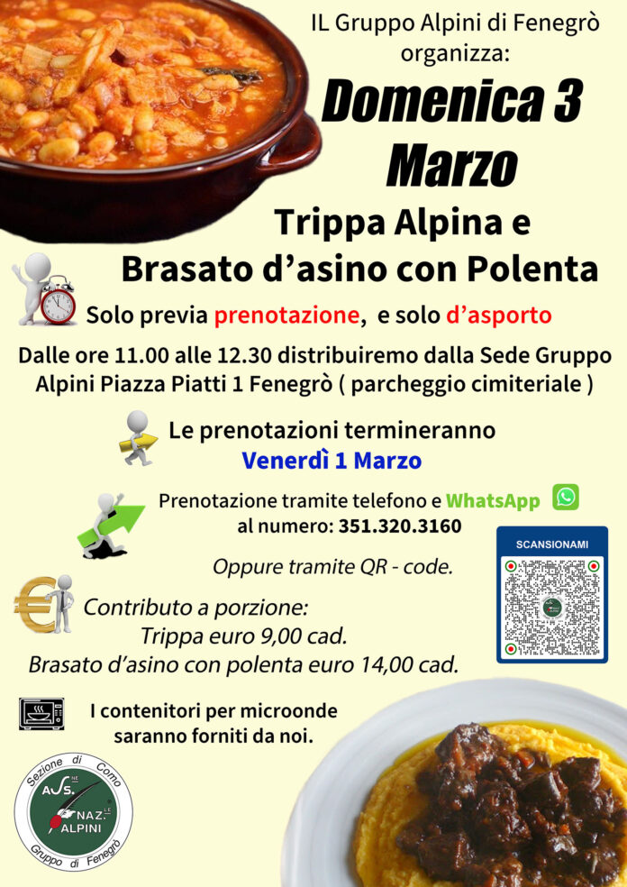 2024_02_29_Locandina trippa e brasato alpini 3 marzo 2024 Trippa Alpina e Brasato d'asino - domenica 3 marzo 2024 - Locandina