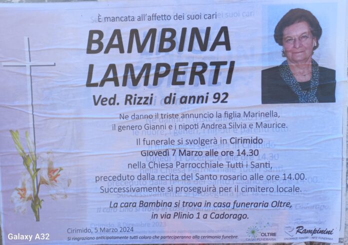 20240307_083334 Bambina Lamperti ci ha lasciati.