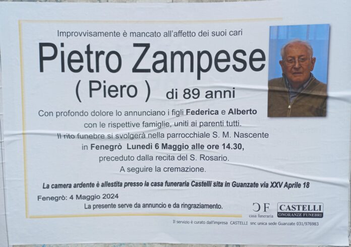 Pietro Zampese ci ha lasciati.