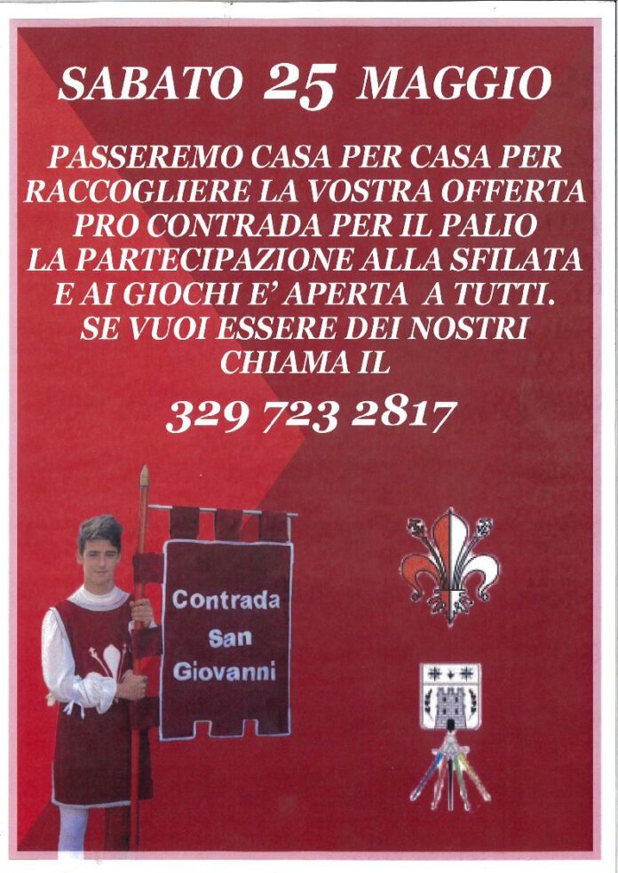 2024_05_22_San_Giovanni_Palio La Contrada San Giovanni raccoglie offerte per partecipare al Palio 2024 - Locandina