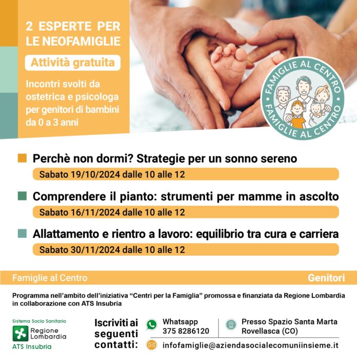 Incontri per genitori di bambini da 0 a 3 anni - locandina