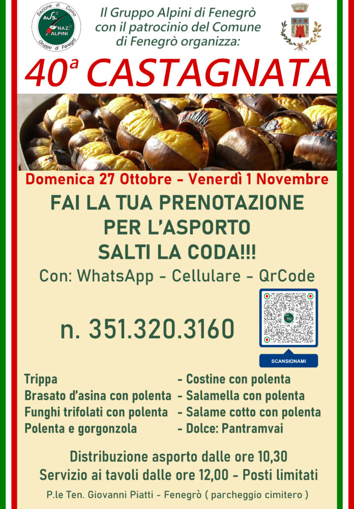 Castagnata Alpini Fenegrò 2024 40a Castagnata - Gruppo Alpini Fenegrò - locandina