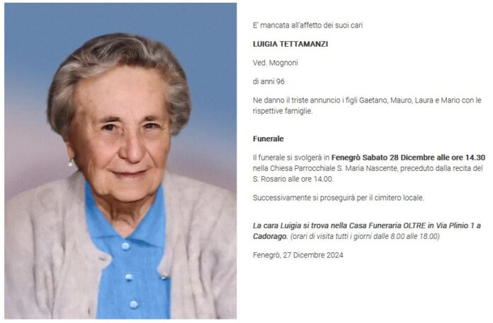 2024_12_27_Luigia_Tettamanzi Luigia Tettamanzi vedova Mognoni ci ha lasciati.