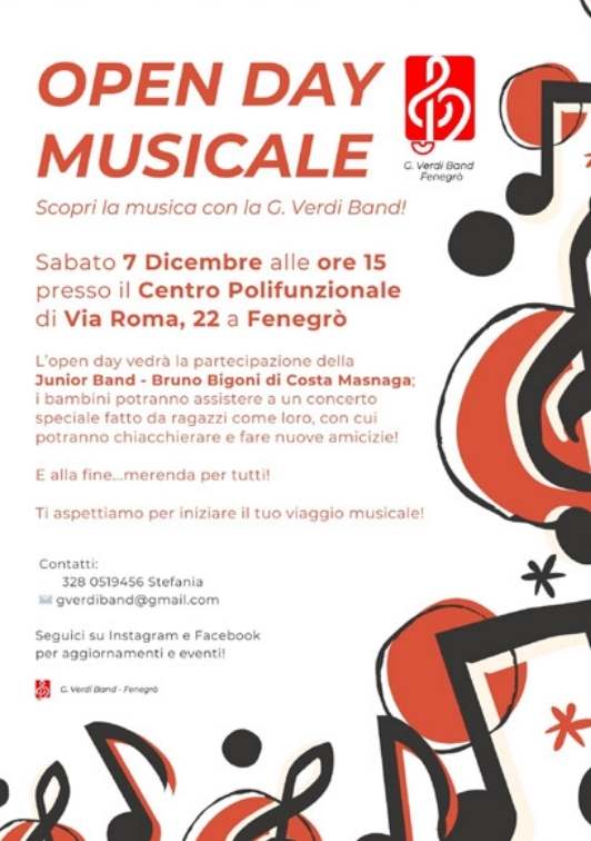 received_1700829057506573 Open Day musicale con la G. Verdi Band - Locandina