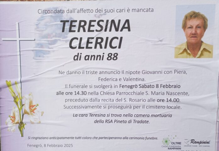 20250207_155827 Teresina Clerici ci ha lasciati.
