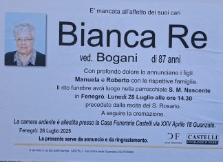 Ci ha lasciati Bianca Re Bianca Re ci ha lasciati.